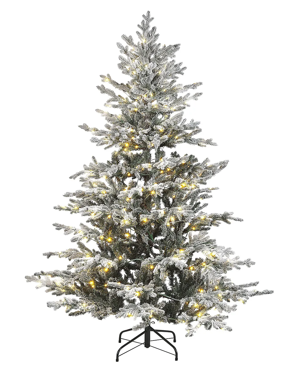 Árbol de Navidad Artificial Nevado con Luces LED BRISCO 180 cm Blanco Nevado