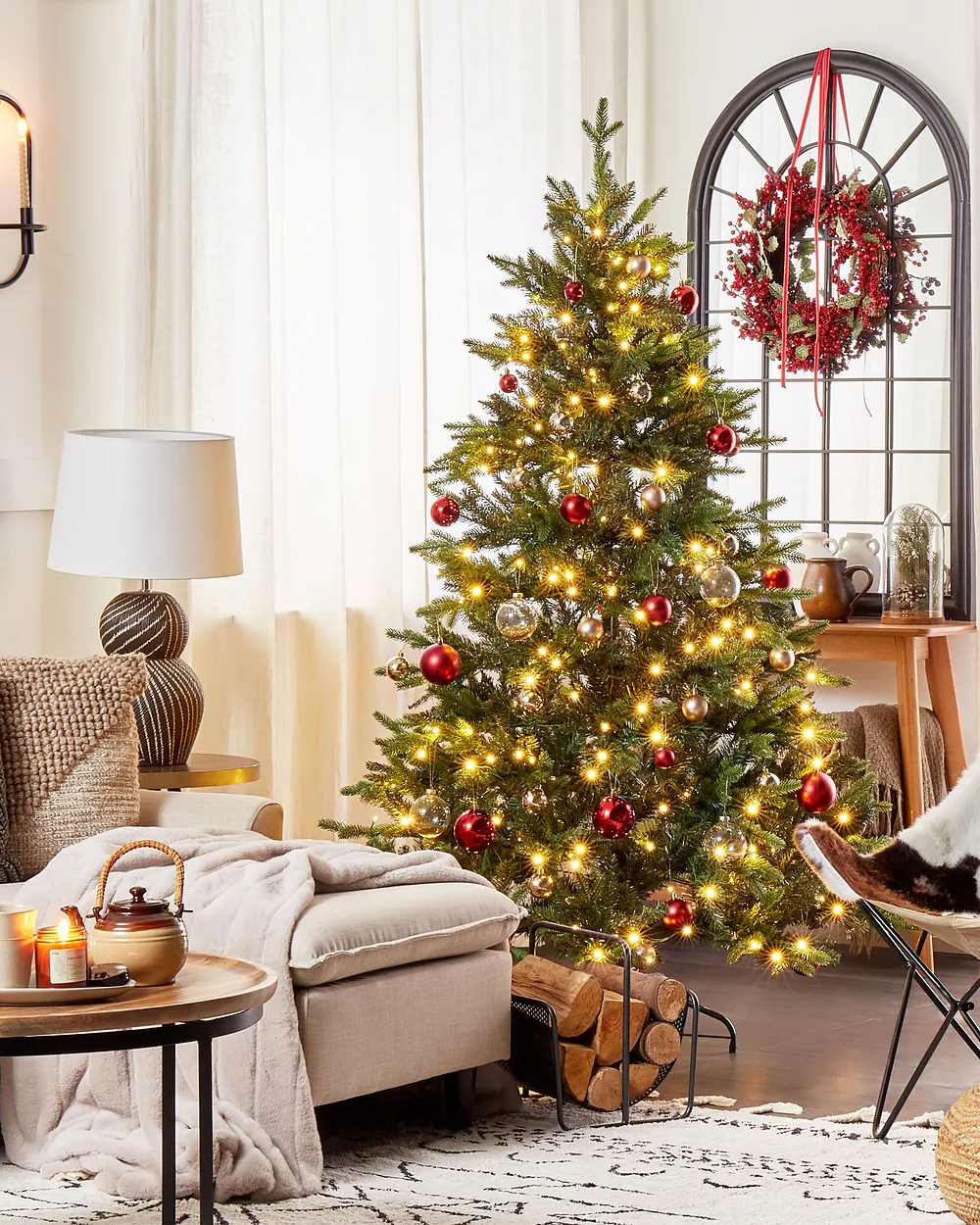 Árbol de Navidad Artificial con Luces LED FIDDLE 180 cm Verde Abeto - Vista 2