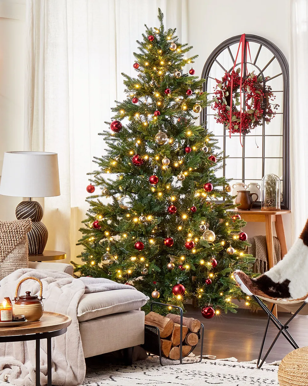 Árbol de Navidad Artificial con Luces LED FIDDLE 210 cm Verde Abeto - Vista 2