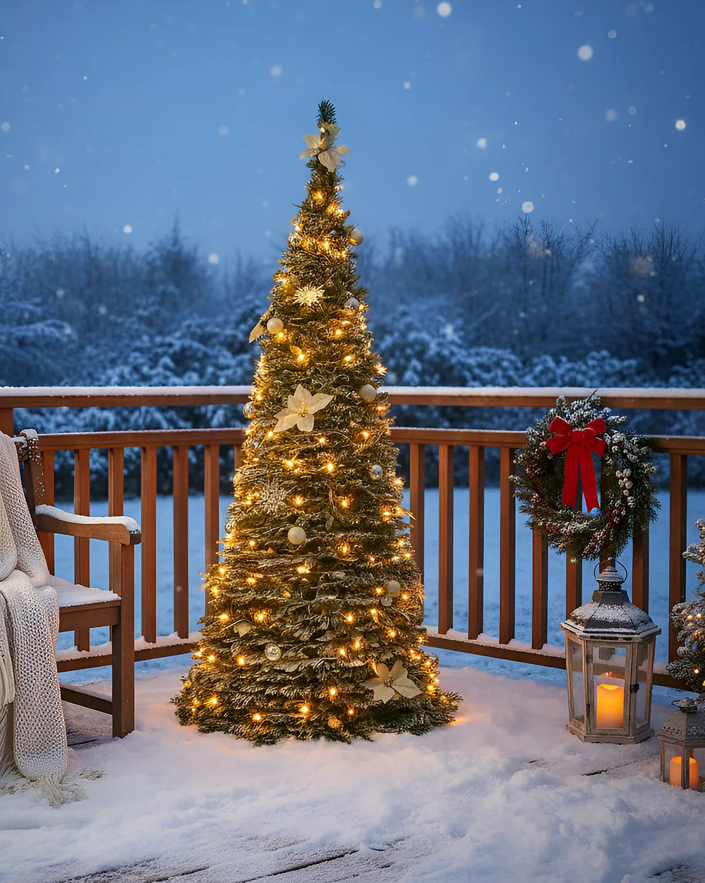 Árbol de Navidad Artificial Nevado Plegable con Luces LED FIRVANA 185 cm Blanco Nevado - Vista 4
