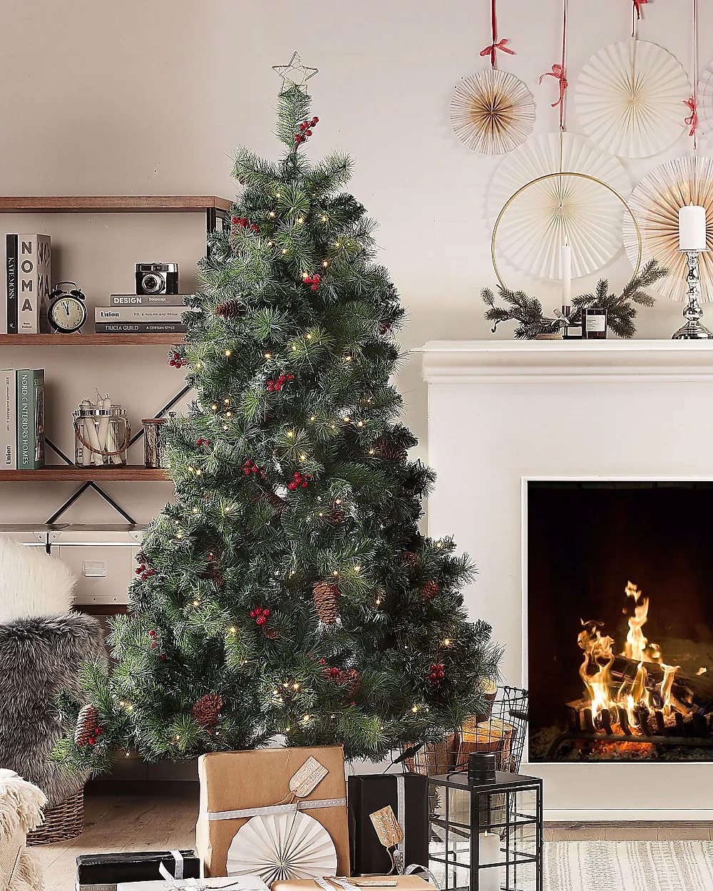 Árbol de Navidad Artificial con Luces LED JACINTO 180 cm Verde Oscuro - Vista 5
