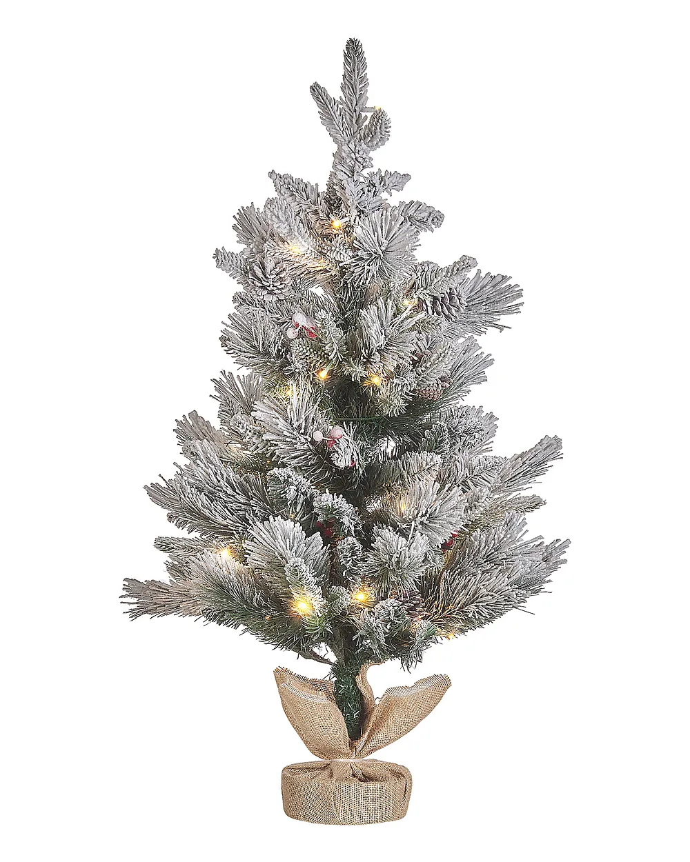 Árbol de Navidad Artificial Nevado con Luces LED MALIGNE 90 cm Blanco Nevado