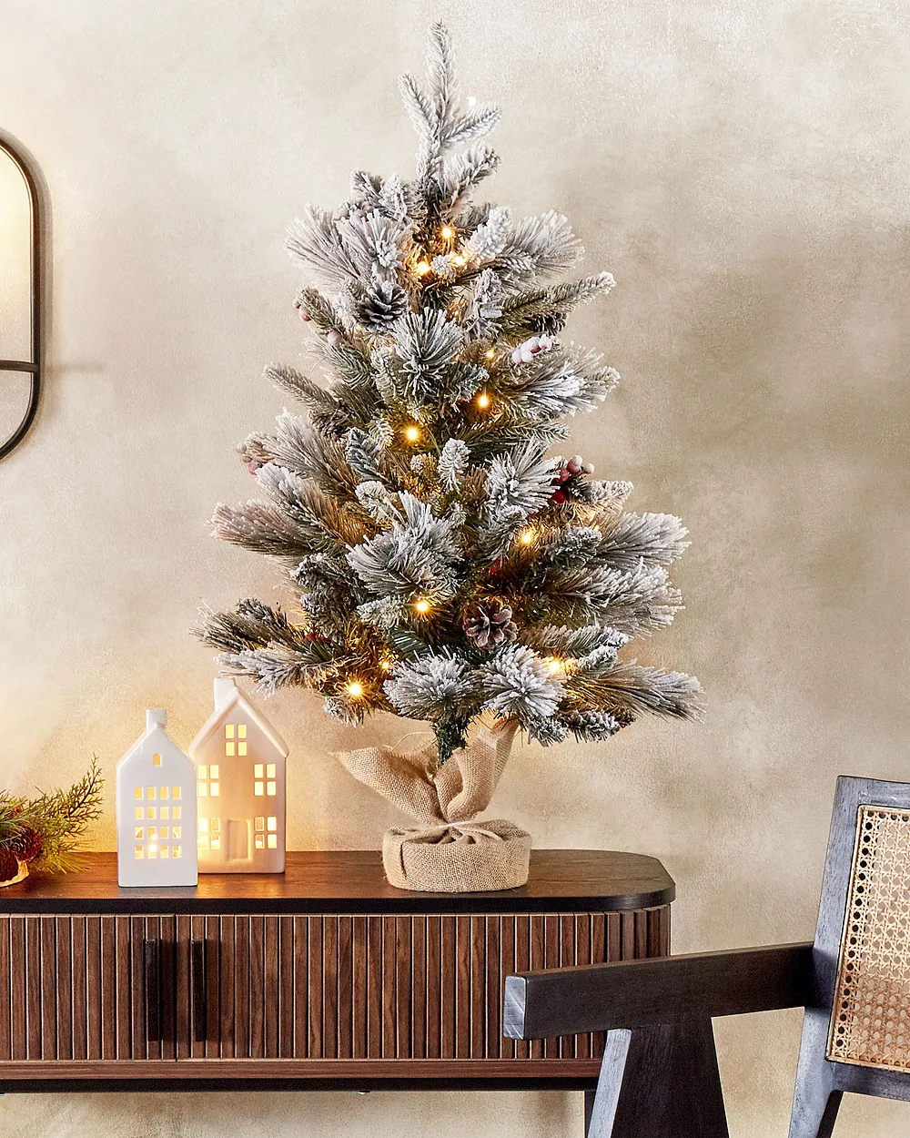 Árbol de Navidad Artificial Nevado con Luces LED MALIGNE 90 cm Blanco Nevado - Vista 2