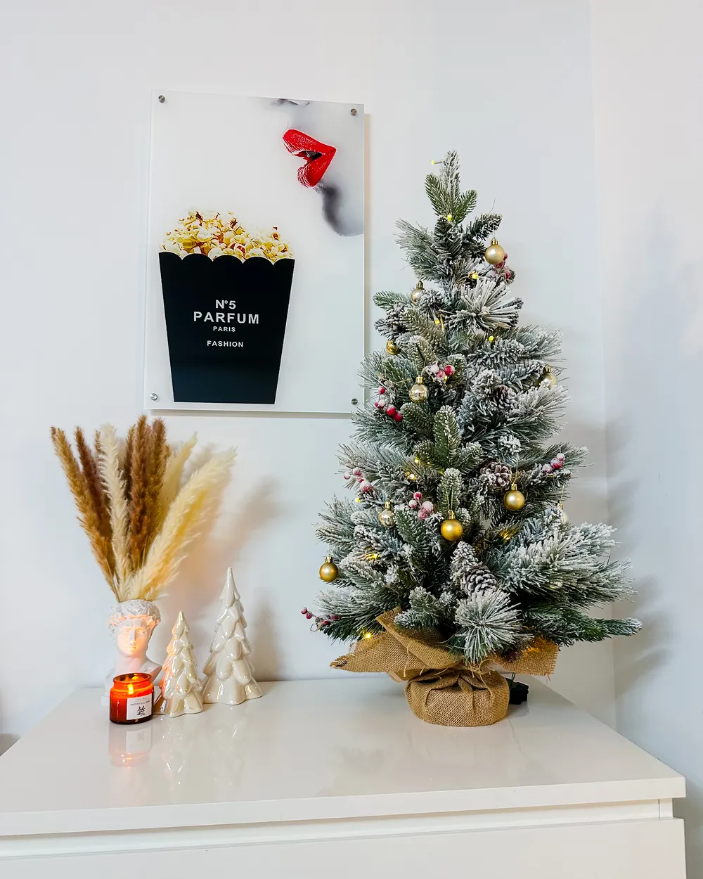 Árbol de Navidad Artificial Nevado con Luces LED MALIGNE 90 cm Blanco Nevado - Vista 8
