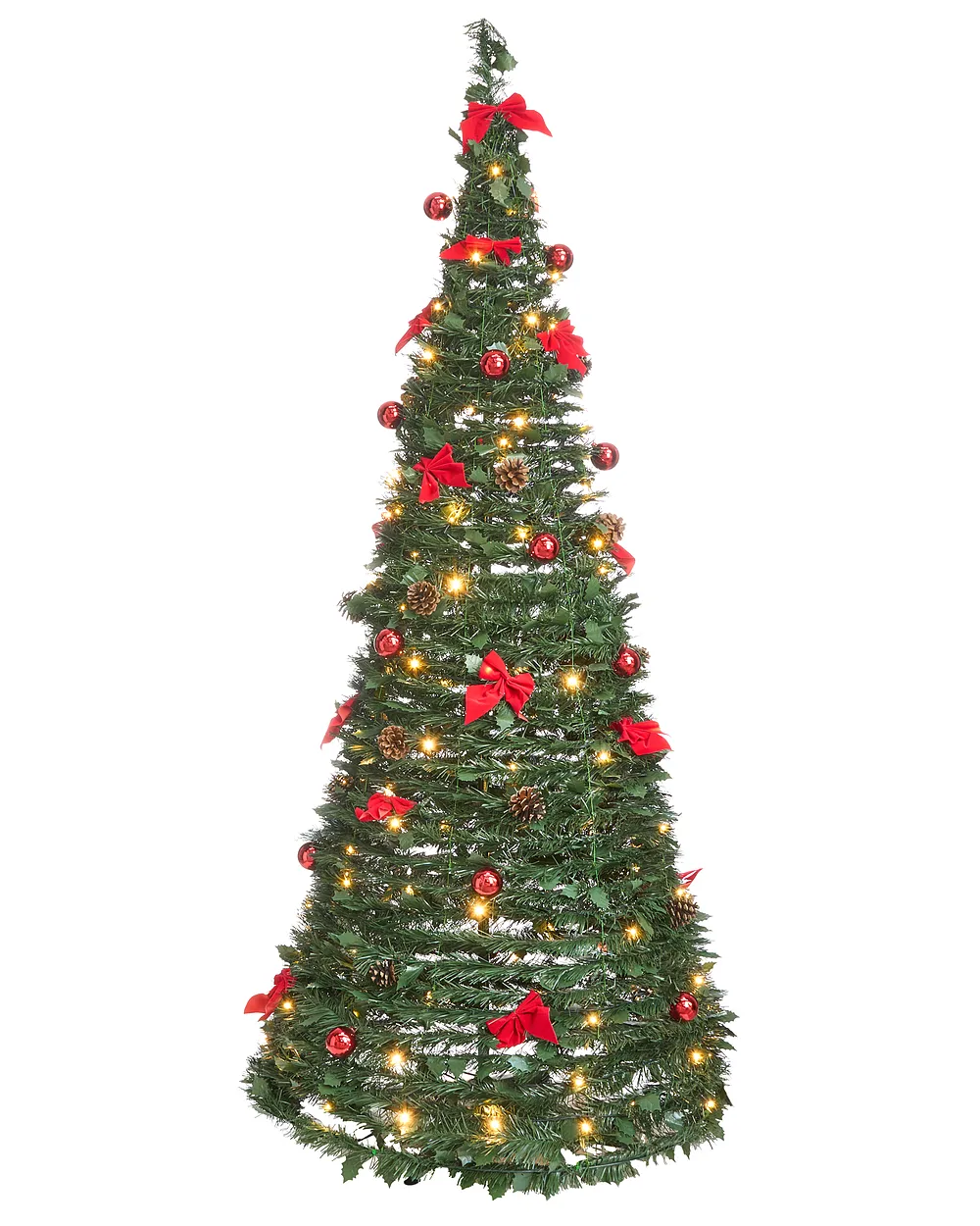 Árbol de Navidad Artificial Plegable con Luces LED PINEORA 185 cm Verde Abeto