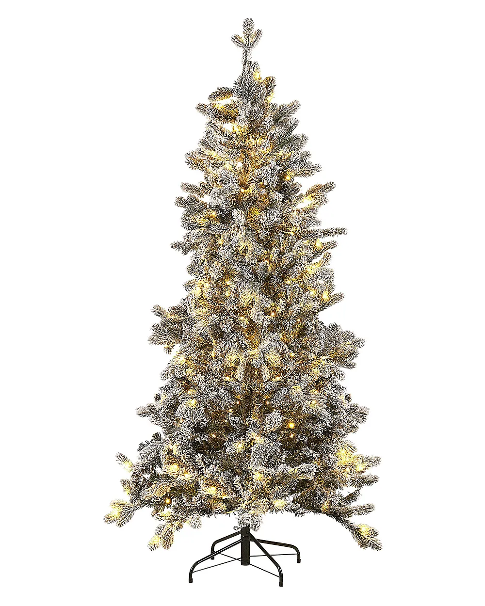 Árbol de Navidad Artificial Nevado con Luces LED TATLOW 180 cm Verde Abeto