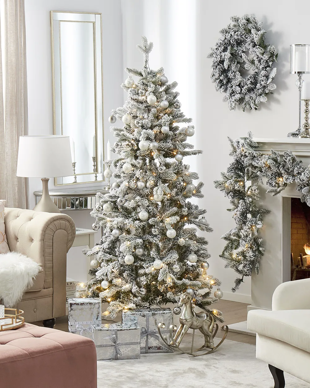 Árbol de Navidad Artificial Nevado con Luces LED TATLOW 180 cm Verde Abeto - Vista 2