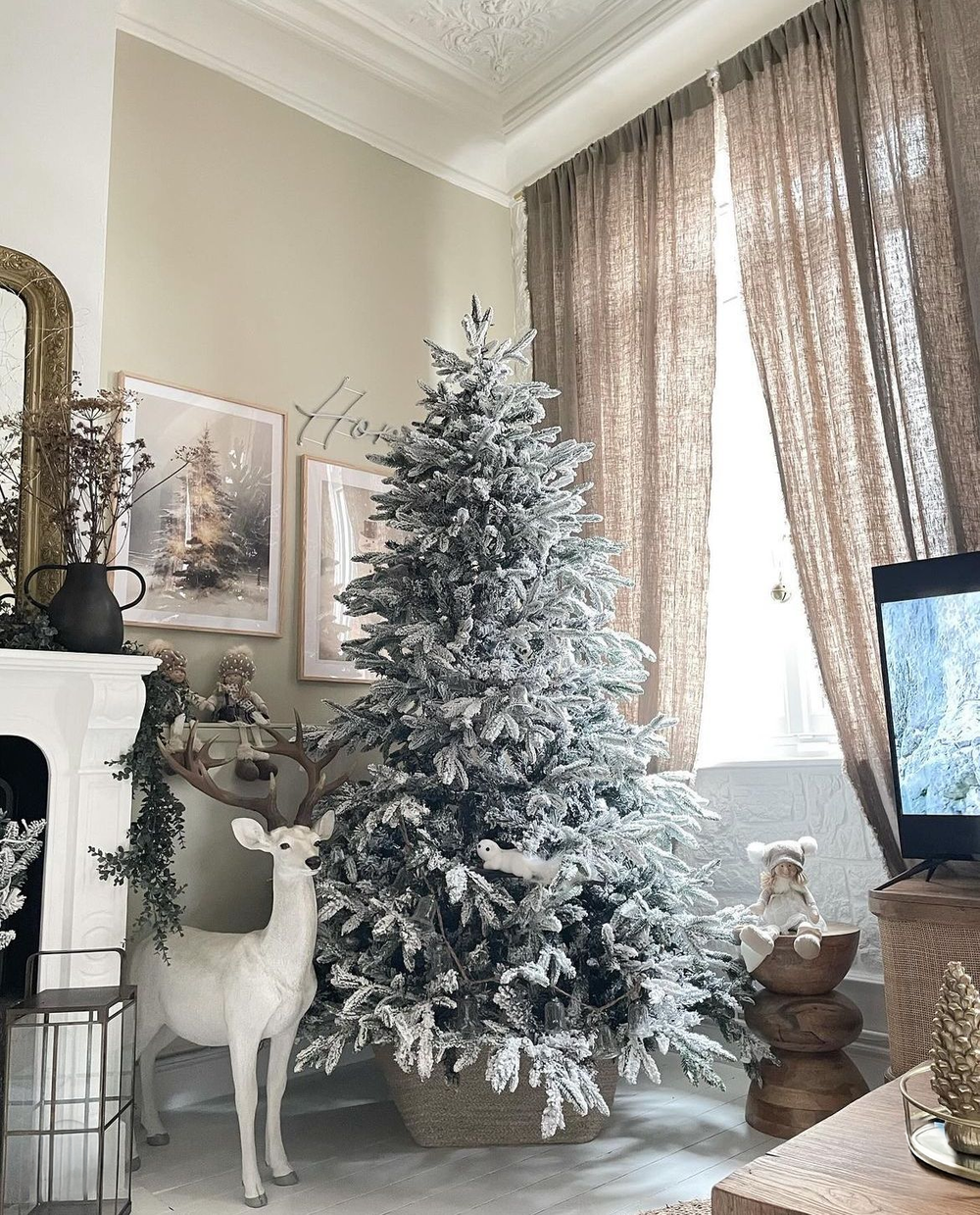 Árbol de Navidad Artificial Nevado con Luces LED TATLOW 180 cm Verde Abeto - Vista 3