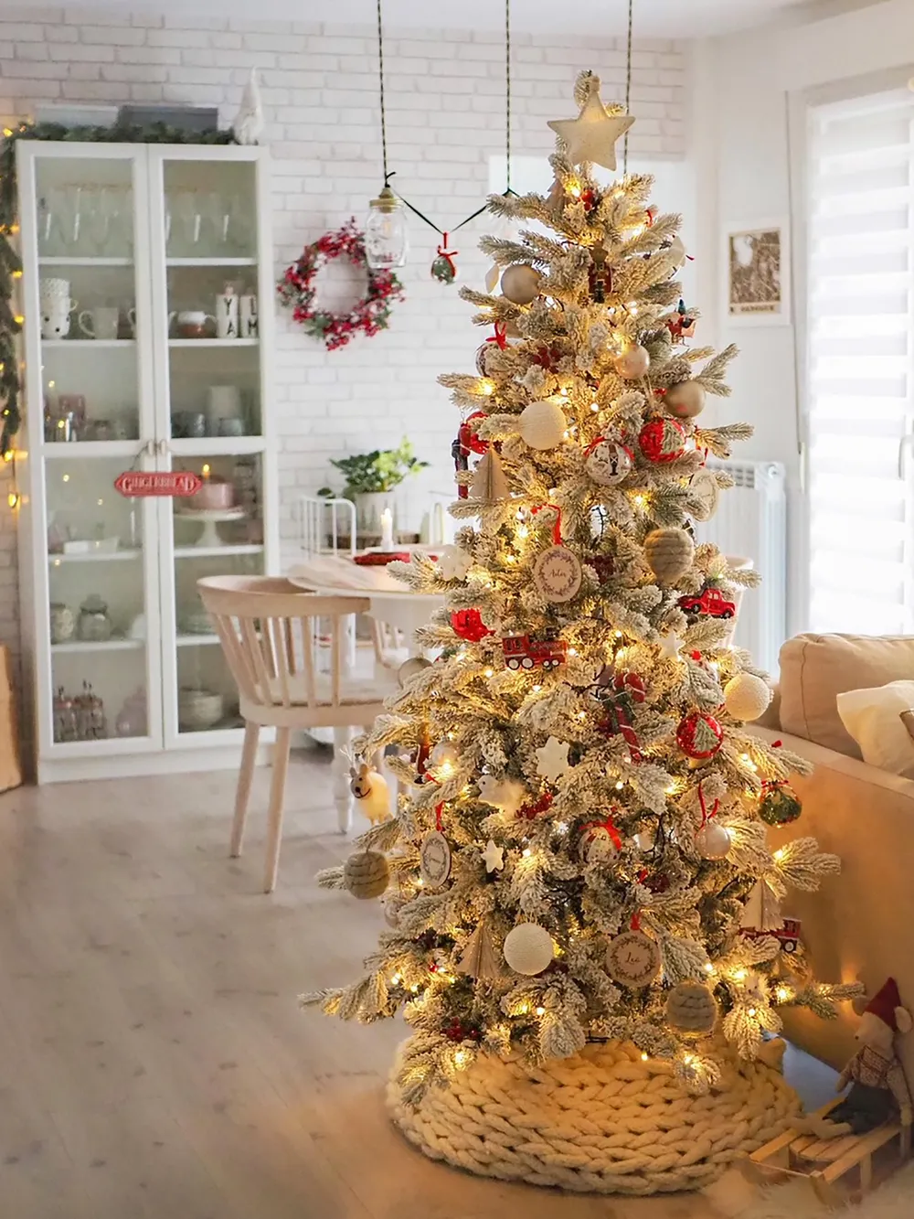 Árbol de Navidad Artificial Nevado con Luces LED TATLOW 180 cm Verde Abeto - Vista 4